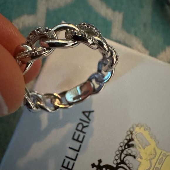 18k White Gold rope ring with CZ - Picture 6 of 7